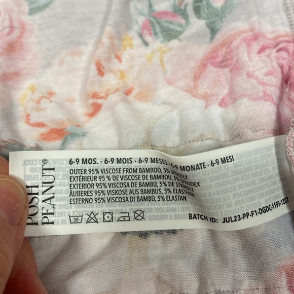 Posh Peanut Jolie Ruffled Zippered Footie floral roses 6/9m - Picture 6 of 6